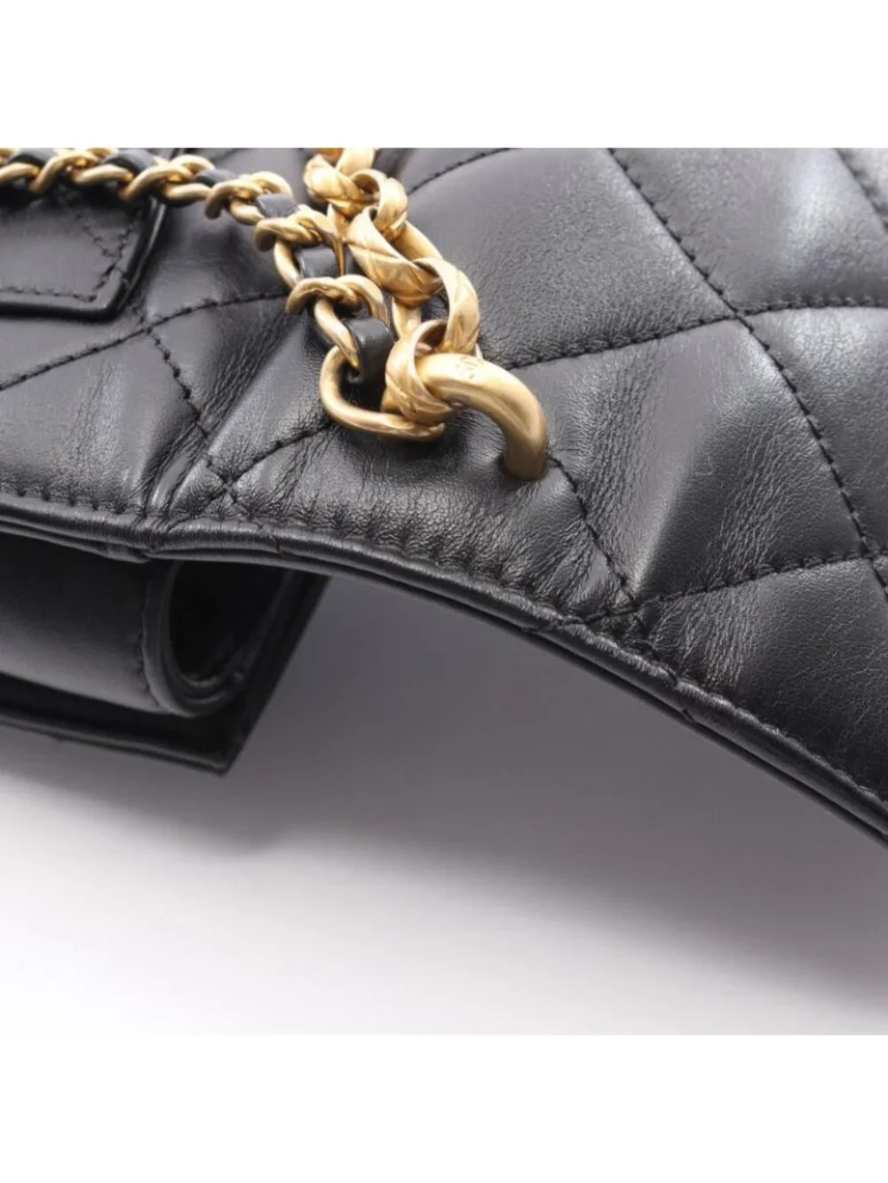 Chanel Shoulder Bag Quilted 2-Way Black Lambskin Small Flap Chain